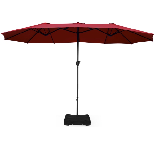 Topbuy 15 Ft Outdoor Double-Sided Patio Umbrella with Base Orange/Tan/Burgundy/Beige