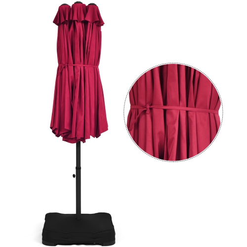 Topbuy 15 Ft Outdoor Double-Sided Patio Umbrella with Base Orange/Tan/Burgundy/Beige