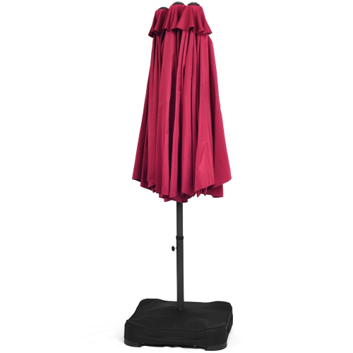 Topbuy 15 Ft Outdoor Double-Sided Patio Umbrella with Base Orange/Tan/Burgundy/Beige