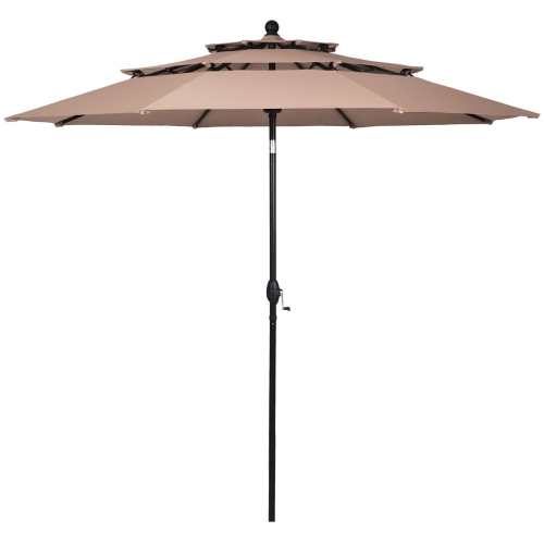 Parasol de patio à inclinaison automatique de TopBuy avec 2 évents beige/bourgogne/Havane/Orange