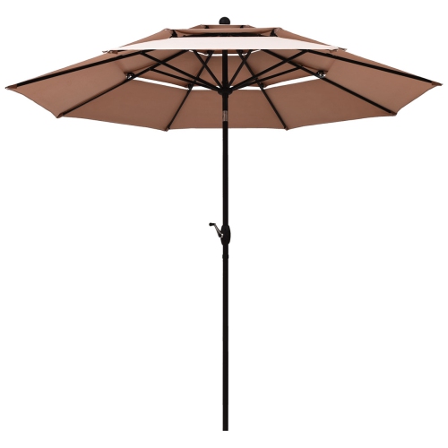Parasol de patio à inclinaison automatique de TopBuy avec 2 évents beige/bourgogne/Havane/Orange