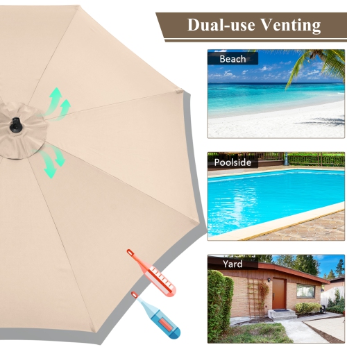 Patiojoy 10FT Patio Offset Umbrella 8 Ribs Cantilever Umbrella w/Crank for Poolside Yard Lawn Garden Gray/Red/Orange/Beige/Coffee/Navy