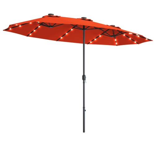 TOPBUY  15' Outdoor Solar Led Patio Double-Sided Market Umbrella