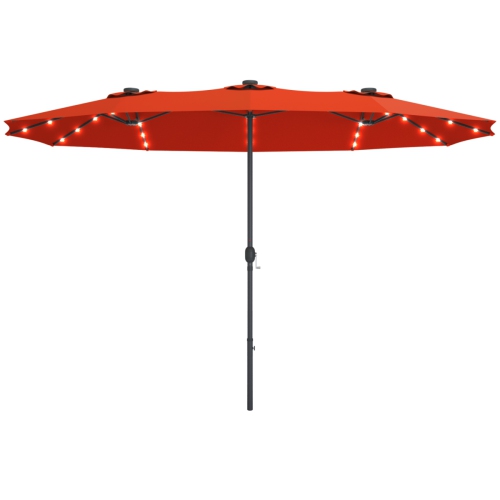Topbuy 15' Outdoor Solar LED Patio Double-Sided Market Umbrella
