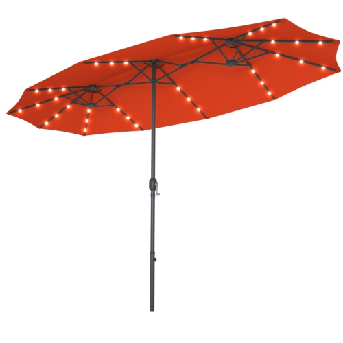 Topbuy 15' Outdoor Solar LED Patio Double-Sided Market Umbrella