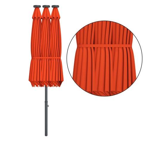 Topbuy 15' Outdoor Solar LED Patio Double-Sided Market Umbrella