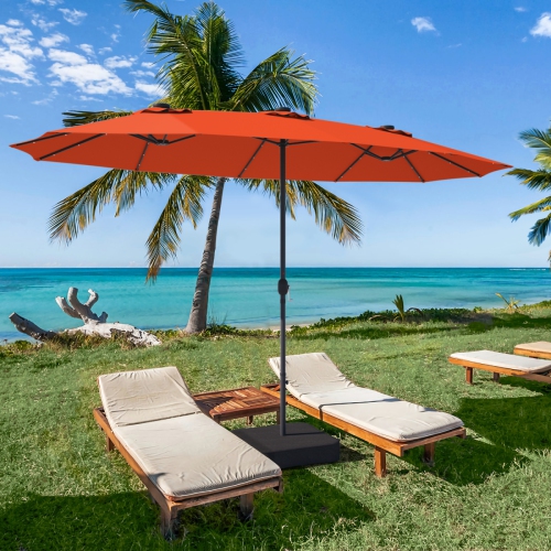 Topbuy 15' Outdoor Solar LED Patio Double-Sided Market Umbrella