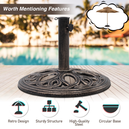 Topbuy 18" Round Umbrella Base Stand Cast Iron Heavy Duty 23 Lbs