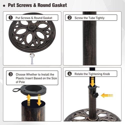 Topbuy 18" Round Umbrella Base Stand Cast Iron Heavy Duty 23 Lbs