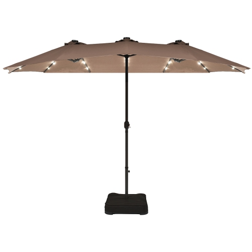 TOPBUY  15' Outdoor Led Patio Double-Sided Umbrella W/base