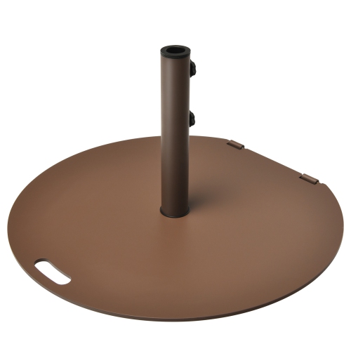 Patiojoy 50LBS Patio Market Umbrella Base Stand Weighted Round Umbrella Holder w/Handle & Wheels Brown