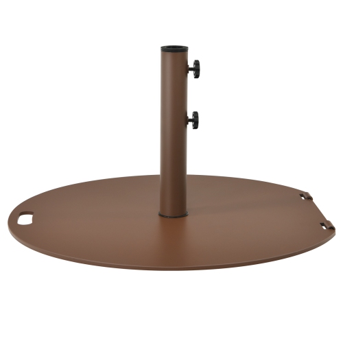 Patiojoy 50LBS Patio Market Umbrella Base Stand Weighted Round Umbrella Holder w/Handle & Wheels Brown