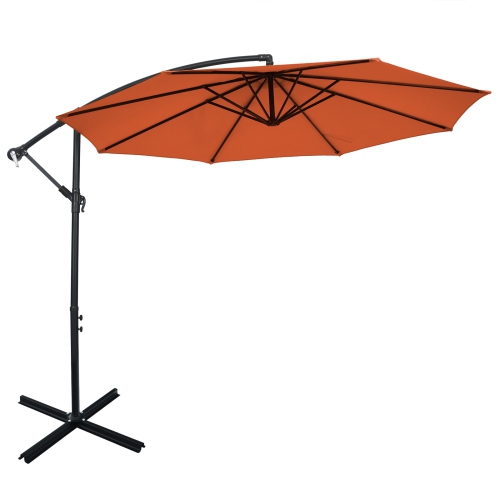 TOPBUY  Patiojoy 10Ft Patio Offset Umbrella 8 Ribs Cantilever Umbrella W/crank for Poolside Yard Lawn Garden Gray/red/orange/beige/coffee/navy