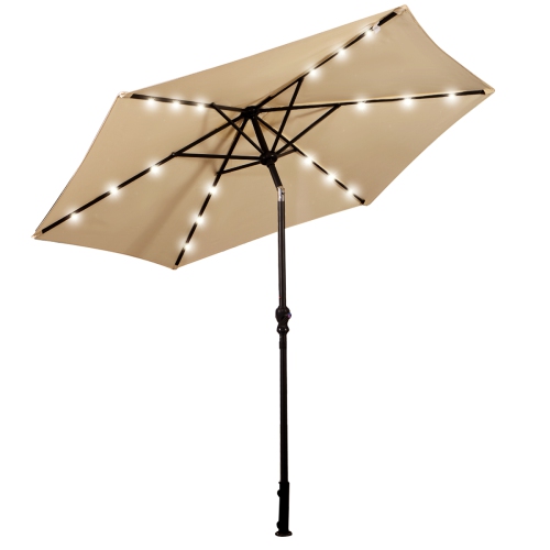 Topbuy 9' Outdoor Patio Umbrella Offset w/LED Light Beige/Burgundy/Tan/Blue/Orange