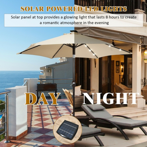 Topbuy 9' Outdoor Patio Umbrella Offset w/LED Light Beige/Burgundy/Tan/Blue/Orange