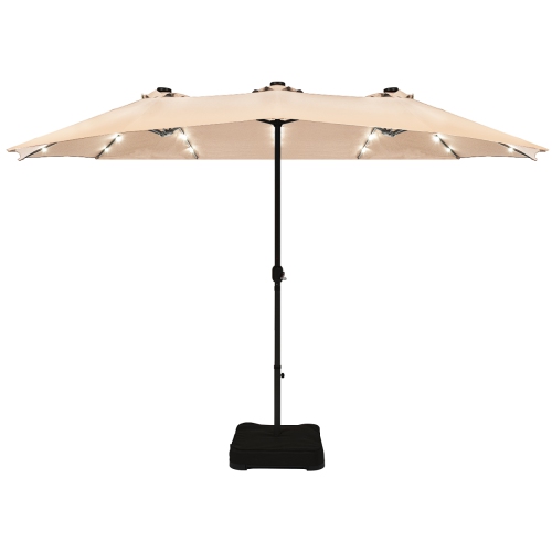 Topbuy 15' Outdoor LED Patio Double-Sided Umbrella w/Base