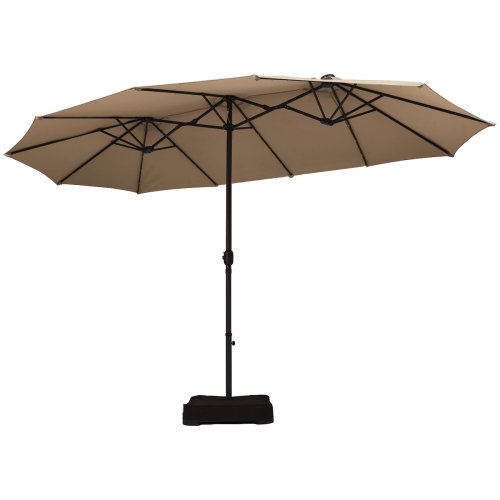 Topbuy 15' Outdoor LED Patio Double-Sided Umbrella w/Base