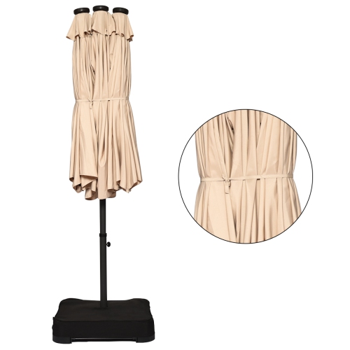 Topbuy 15' Outdoor LED Patio Double-Sided Umbrella w/Base