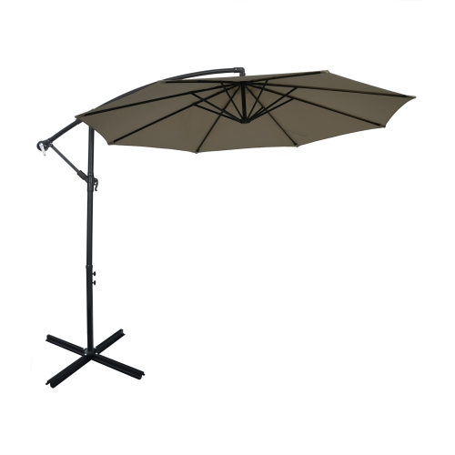 TOPBUY  Patiojoy 10Ft Patio Offset Umbrella 8 Ribs Cantilever Umbrella W/crank for Poolside Yard Lawn Garden Gray/red/orange/beige/coffee/navy