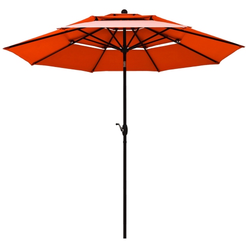 Topbuy Outdoor Auto-tilt Patio Market Umbrella W/ Double Vented Beige/ Burgundy/ Tan/ Orange