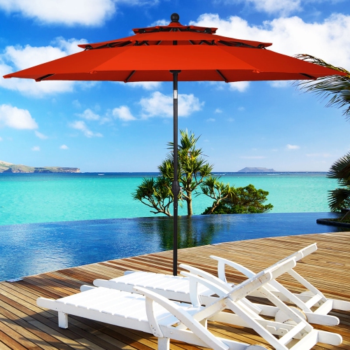 Topbuy Outdoor Auto-tilt Patio Market Umbrella W/ Double Vented Beige/ Burgundy/ Tan/ Orange