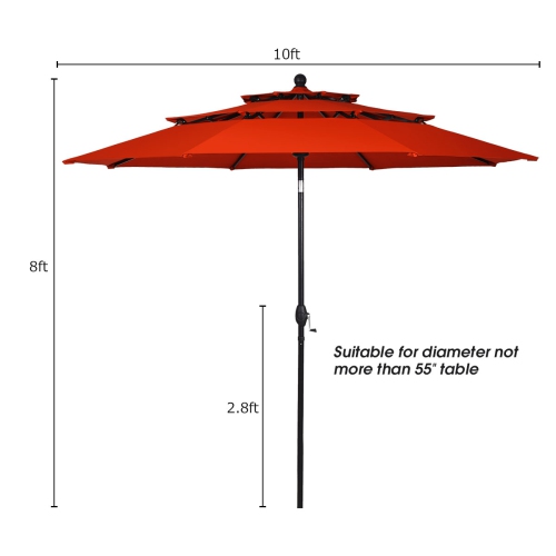 Topbuy Outdoor Auto-tilt Patio Market Umbrella W/ Double Vented Beige/ Burgundy/ Tan/ Orange
