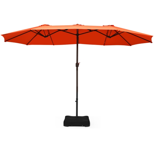Topbuy 15 Ft Outdoor Double-Sided Patio Umbrella with Base Orange/Tan/Burgundy/Beige