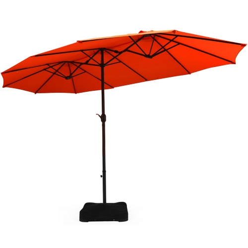 Topbuy 15 Ft Outdoor Double-Sided Patio Umbrella with Base Orange/Tan/Burgundy/Beige