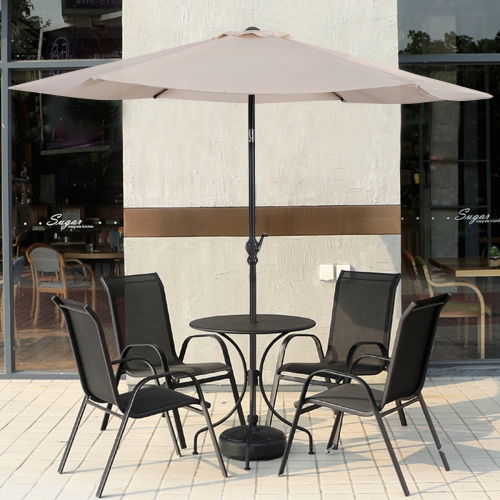 Topbuy Patio 9' Outdoor Steel Market Backyard Garden Patio Table Umbrella
