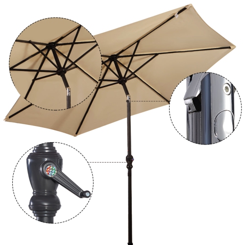 Topbuy Patio 9' Outdoor Steel Market Backyard Garden Patio Table Umbrella