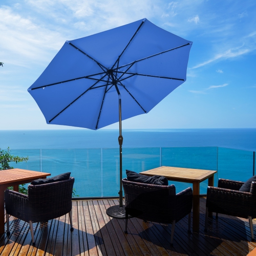 TOPBUY  10 Ft Patio Market Umbrella W/solar Powered Led Light