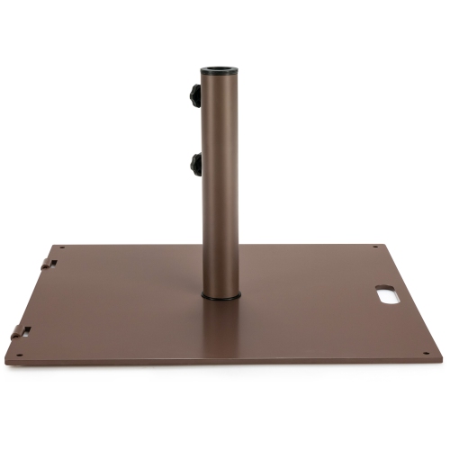 Patiojoy 50LBS Outdoor Market Umbrella Base Stand Square Umbrella Holder w/Handle & Wheels Brown