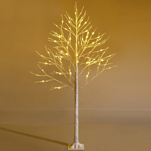 Costway 6ft Pre-lit White Twig Birch Tree for Christmas Holiday w/ 96 LED Lights