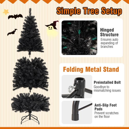 Costway 6 FT Artificial Halloween Tree with 618 Branch Tips 280 Warm White LED Lights
