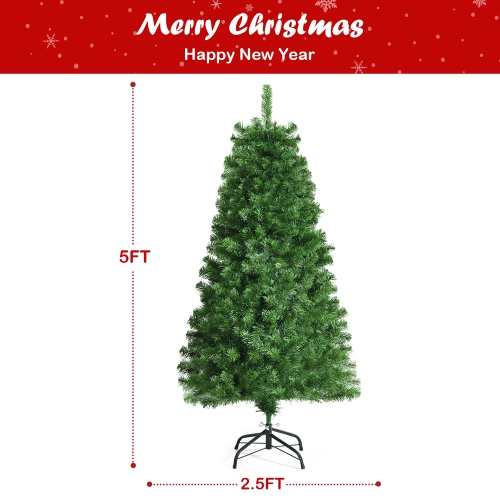Costway 5ft Pre-lit Fiber Optic PVC Artificial Christmas Tree w/ 449 Branch Tips