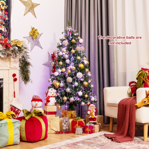 Costway 5ft Pre-lit Fiber Optic PVC Artificial Christmas Tree w/ 449 Branch Tips