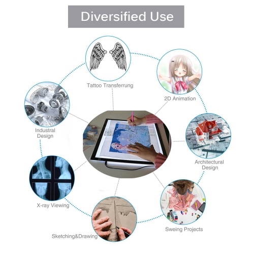 Carnet de dessin de repérage à DEL A4 avec adaptateur, luminosité réglable pour le pochoir, animation 2D, calligraphie, gaufrage, collimage,