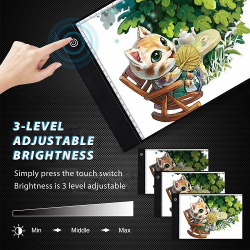A4 LED Light Box Tracer Drawing Pad with Adapter, Dimmable Brightness for Stenciling, 2D Animation, Calligraphy, Embossing, Sketching & Drawing,