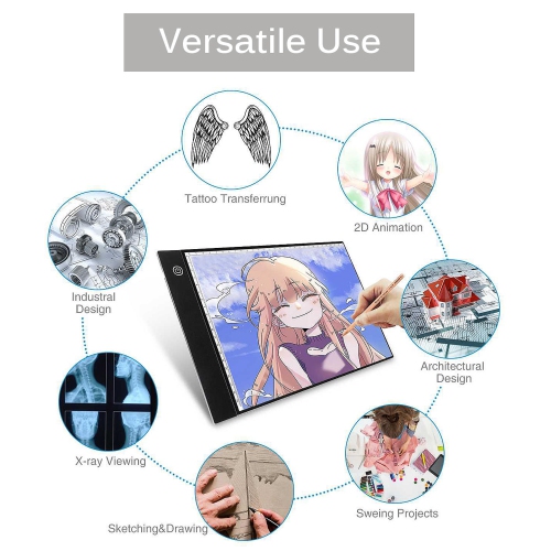 A4 LED Light Box Tracer Drawing Pad with Adapter, Dimmable Brightness for Stenciling, 2D Animation, Calligraphy, Embossing, Sketching & Drawing,