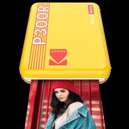 KODAK Mini 3 Retro 4PASS Portable Photo Printer + 8 Sheets, Yellow