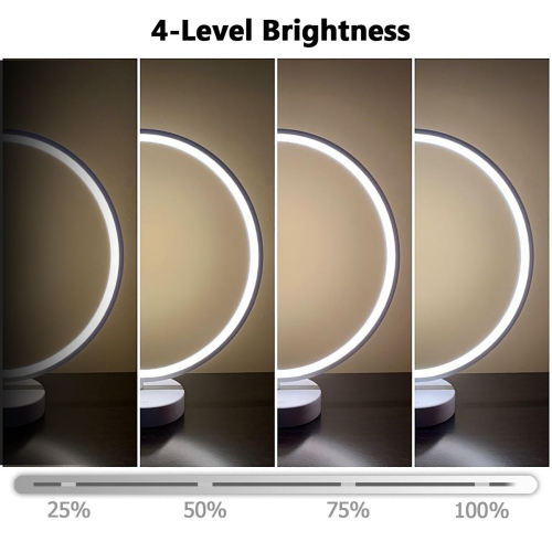 Modern Circle RGB Dimmable Table Lamp with Remote Control ,7 Colorful LEDs and 6-Lighting Effect Modes，16 Custom Presets function avails for use as a