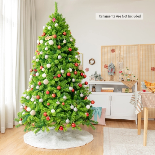 Gymax 7.5 FT Verdant Artificial Christmas Tree Hinged Green Flocked Xmas Tree