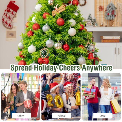 Gymax 7.5 FT Verdant Artificial Christmas Tree Hinged Green Flocked Xmas Tree