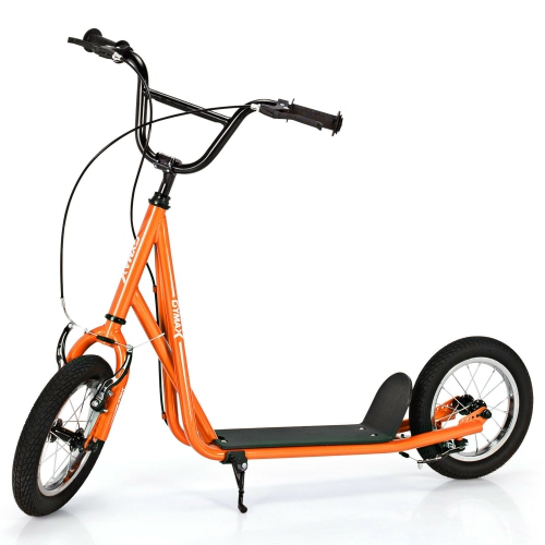 GYMAX  Kick Scooter Carbon Steel Frame W/12" Air Filled Wheel Youth Kids