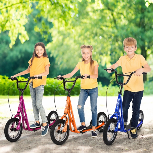 Gymax Kick Scooter Carbon Steel Frame W/12'' Air Filled Wheel Youth Kids