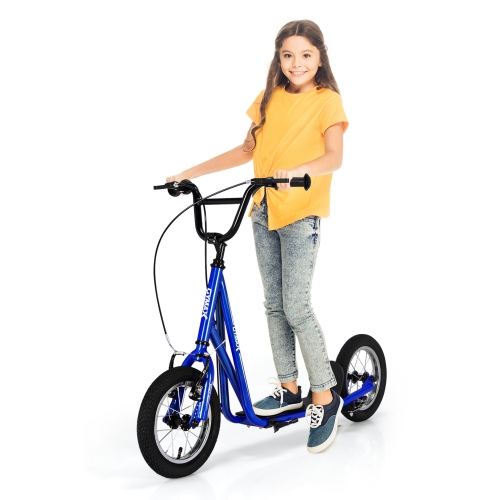 Gymax Kick Scooter Carbon Steel Frame W/12'' Air Filled Wheel Youth Kids