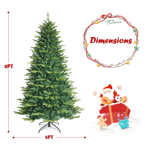Gymax 8 FT Pre-lit Artificial Christmas Tree w/ APP Control & 15 Lighting Modes