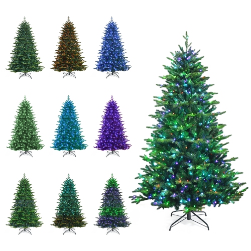 Gymax 7 FT Pre-lit Artificial Christmas Tree w/ APP Control & 15 Lighting Modes