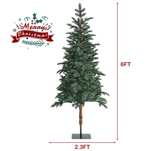 Gymax 6 FT Pre-Lit Artificial Slim Pencil Christmas Tree Faux-Pine Tree w/ LED lights