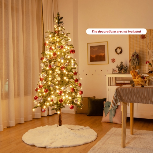 Gymax 6 FT Pre-Lit Artificial Slim Pencil Christmas Tree Faux-Pine Tree w/ LED lights